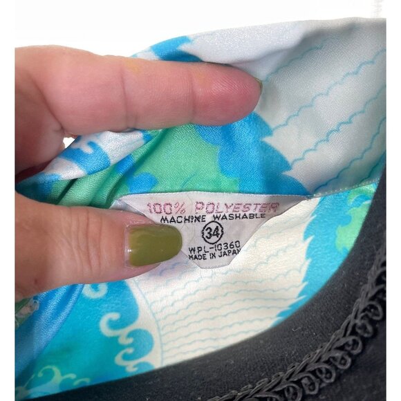 Vintage 70s top, large paisley, retro spring blouse, 3/4 length sleeves, Japan - Picture 9 of 9